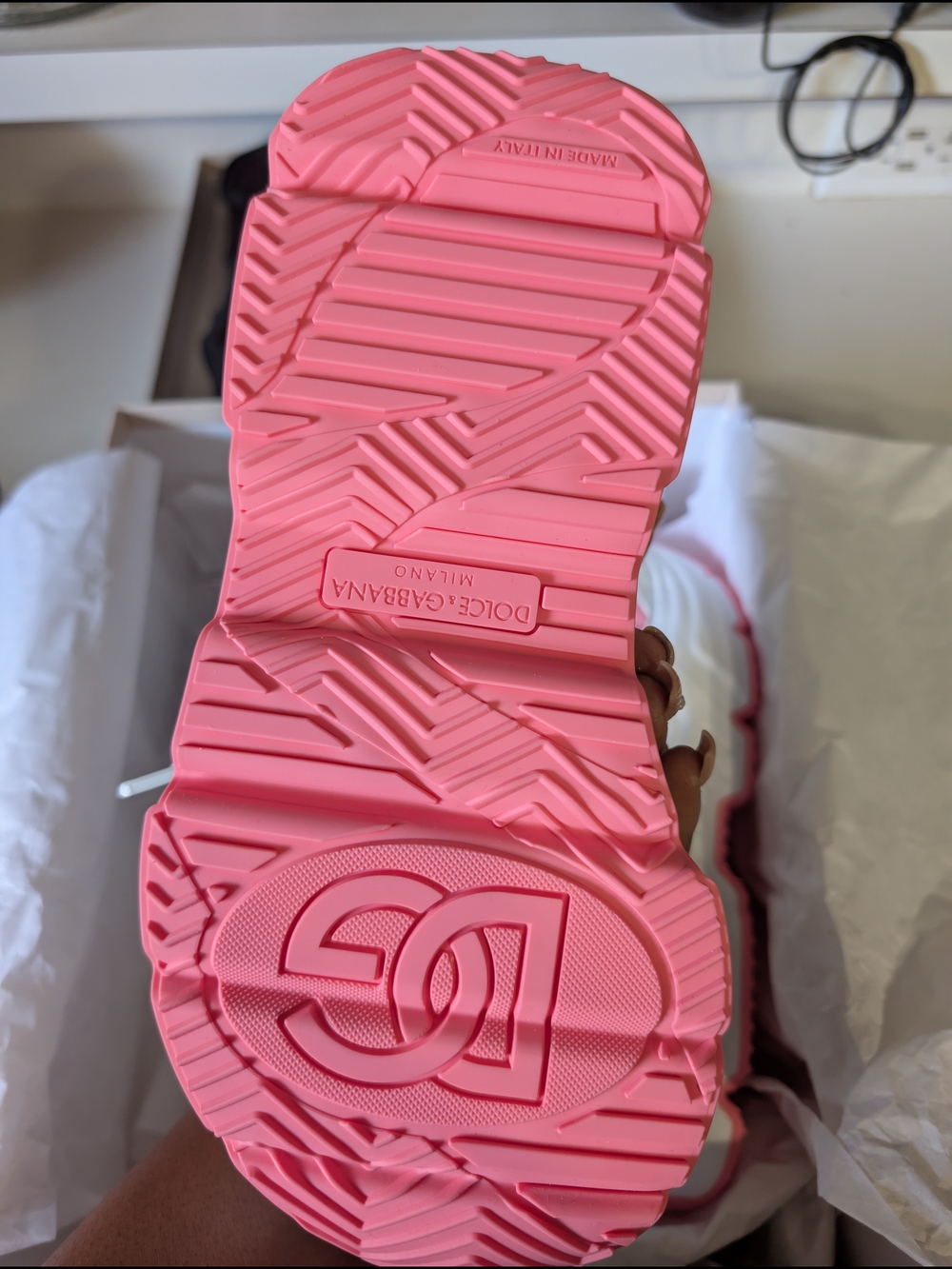 Dolce & Gabbana Kids Hot Pink Logo-Embossed Sole Sneakers